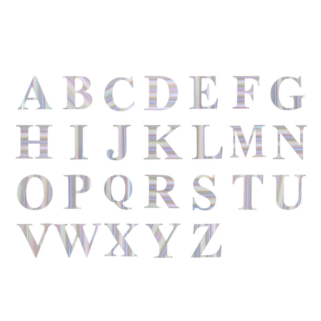 HIER_5150 4 Pack - 5" Iridescent Alphabet Stickers Banner, Customizable Stick On Letters - P 6 HIER_5150 4 Pack - 5" Iridescent Alphabet Stickers Banner, Customizable Stick On Letters - P