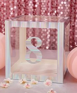 HIER_5150 4 Pack - 5" Iridescent Number Stickers Banner, Customizable Stick On Numbers - 8