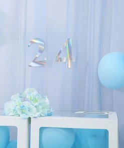 HIER_5150 4 Pack - 5" Iridescent Number Stickers Banner, Customizable Stick On Numbers - 8 33 HIER_5150 4 Pack - 5