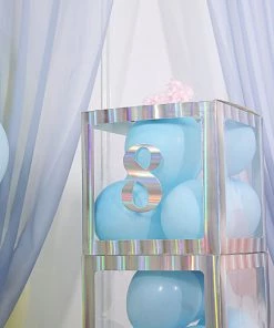 HIER_5150 4 Pack - 5" Iridescent Number Stickers Banner, Customizable Stick On Numbers - 8