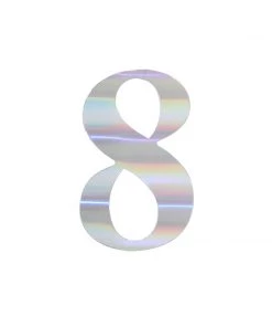 HIER_5150 4 Pack - 5" Iridescent Number Stickers Banner, Customizable Stick On Numbers - 8 40 HIER_5150 4 Pack - 5