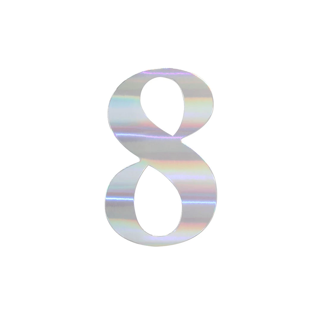 HIER_5150 4 Pack - 5" Iridescent Number Stickers Banner, Customizable Stick On Numbers - 8 20 HIER_5150 4 Pack - 5" Iridescent Number Stickers Banner, Customizable Stick On Numbers - 8