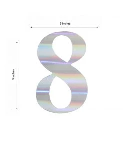 HIER_5150 4 Pack - 5" Iridescent Number Stickers Banner, Customizable Stick On Numbers - 8 23 HIER_5150 4 Pack - 5