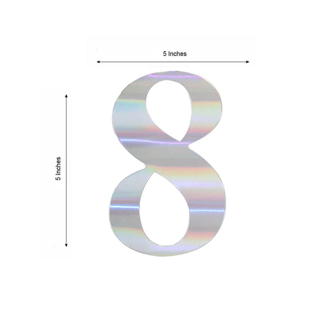HIER_5150 4 Pack - 5" Iridescent Number Stickers Banner, Customizable Stick On Numbers - 8 3 HIER_5150 4 Pack - 5" Iridescent Number Stickers Banner, Customizable Stick On Numbers - 8