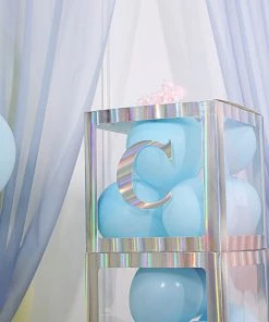 HIER_5150 Party Balloons & Accessories 4 Pack - 5" Iridescent Alphabet Stickers Banner, Customizable Stick On Letters - C