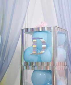 HIER_5150 Party Balloons & Accessories 4 Pack - 5" Iridescent Alphabet Stickers Banner, Customizable Stick On Letters - D