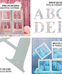 HIER_5150 4 Pack - 5" Iridescent Alphabet Stickers Banner, Customizable Stick On Letters - P 29 HIER_5150 4 Pack - 5