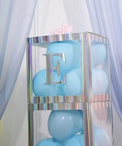 HIER_5150 4 Pack - 5" Iridescent Alphabet Stickers Banner, Customizable Stick On Letters - E Party Balloons & Accessories