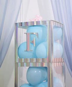 HIER_5150 4 Pack - 5" Iridescent Alphabet Stickers Banner, Customizable Stick On Letters - F Party Balloons & Accessories