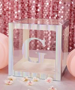 HIER_5150 Party Balloons & Accessories 4 Pack - 5" Iridescent Alphabet Stickers Banner, Customizable Stick On Letters - G