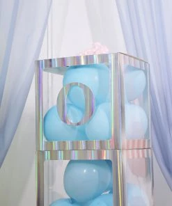 HIER_5150 Party Balloons & Accessories 4 Pack - 5" Iridescent Alphabet Stickers Banner, Customizable Stick On Letters - O