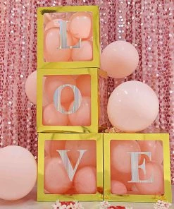 HIER_5150 4 Pack - 5" Iridescent Alphabet Stickers Banner, Customizable Stick On Letters - P 32 HIER_5150 4 Pack - 5