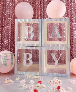 HIER_5150 4 Pack - 5" Iridescent Alphabet Stickers Banner, Customizable Stick On Letters - P 46 HIER_5150 4 Pack - 5