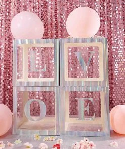 HIER_5150 4 Pack - 5" Iridescent Alphabet Stickers Banner, Customizable Stick On Letters - P 45 HIER_5150 4 Pack - 5