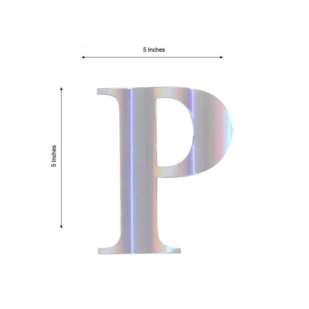 HIER_5150 4 Pack - 5" Iridescent Alphabet Stickers Banner, Customizable Stick On Letters - P 3 HIER_5150 4 Pack - 5" Iridescent Alphabet Stickers Banner, Customizable Stick On Letters - P