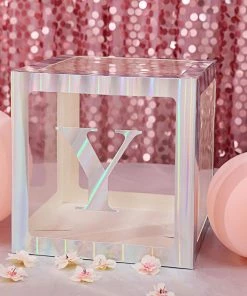 HIER_5150 4 Pack - 5" Iridescent Alphabet Stickers Banner, Customizable Stick On Letters - Y Party Balloons & Accessories