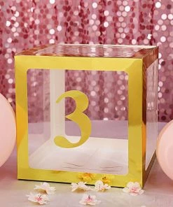 HIER_5150 Table Numbers 4 Pack - 5" Metallic Gold Number Stickers Banner, Customizable Stick On Gold Numbers - 3
