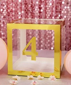 HIER_5150 4 Pack - 5" Metallic Gold Number Stickers Banner, Customizable Stick On Gold Numbers - 4