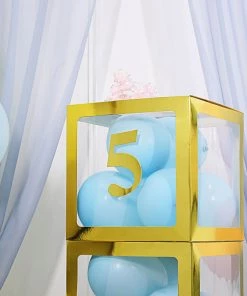 HIER_5150 4 Pack - 5" Metallic Gold Number Stickers Banner, Customizable Stick On Gold Numbers - 5