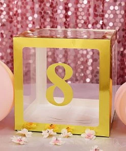 HIER_5150 Table Numbers 4 Pack - 5" Metallic Gold Number Stickers Banner, Customizable Stick On Gold Numbers - 8