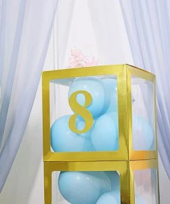 HIER_5150 Table Numbers 4 Pack - 5" Metallic Gold Number Stickers Banner, Customizable Stick On Gold Numbers - 8