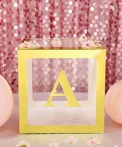 HIER_5150 4 Pack - 5" Metallic Gold Alphabet Stickers Banner, Customizable Stick On Gold Letters - A