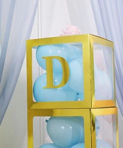 HIER_5150 4 Pack - 5" Metallic Gold Alphabet Stickers Banner, Customizable Stick On Gold Letters - D Party Balloons & Accessories