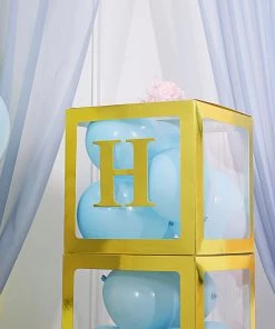 HIER_5150 4 Pack - 5" Metallic Gold Alphabet Stickers Banner, Customizable Stick On Gold Letters - H