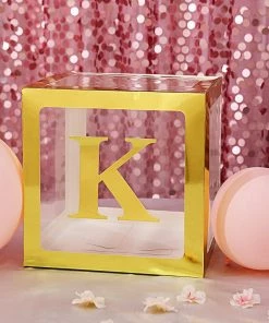 HIER_5150 Party Balloons & Accessories 4 Pack - 5" Metallic Gold Alphabet Stickers Banner, Customizable Stick On Gold Letters - K