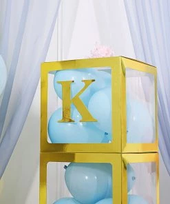 HIER_5150 Party Balloons & Accessories 4 Pack - 5" Metallic Gold Alphabet Stickers Banner, Customizable Stick On Gold Letters - K