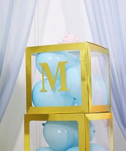 HIER_5150 Party Balloons & Accessories 4 Pack - 5" Metallic Gold Alphabet Stickers Banner, Customizable Stick On Gold Letters - M