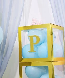 HIER_5150 Party Balloons & Accessories 4 Pack - 5" Metallic Gold Alphabet Stickers Banner, Customizable Stick On Gold Letters - P