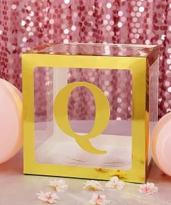 HIER_5150 4 Pack - 5" Metallic Gold Alphabet Stickers Banner, Customizable Stick On Gold Letters - Q Party Balloons & Accessories