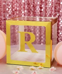 HIER_5150 Party Balloons & Accessories 4 Pack - 5" Metallic Gold Alphabet Stickers Banner, Customizable Stick On Gold Letters - R