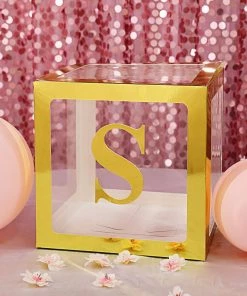 HIER_5150 4 Pack - 5" Metallic Gold Alphabet Stickers Banner, Customizable Stick On Gold Letters - S Party Balloons & Accessories