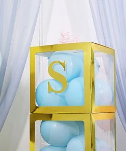 HIER_5150 4 Pack - 5" Metallic Gold Alphabet Stickers Banner, Customizable Stick On Gold Letters - S Party Balloons & Accessories