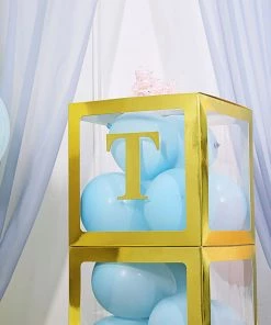 HIER_5150 4 Pack - 5" Metallic Gold Alphabet Stickers Banner, Customizable Stick On Gold Letters - T Party Balloons & Accessories