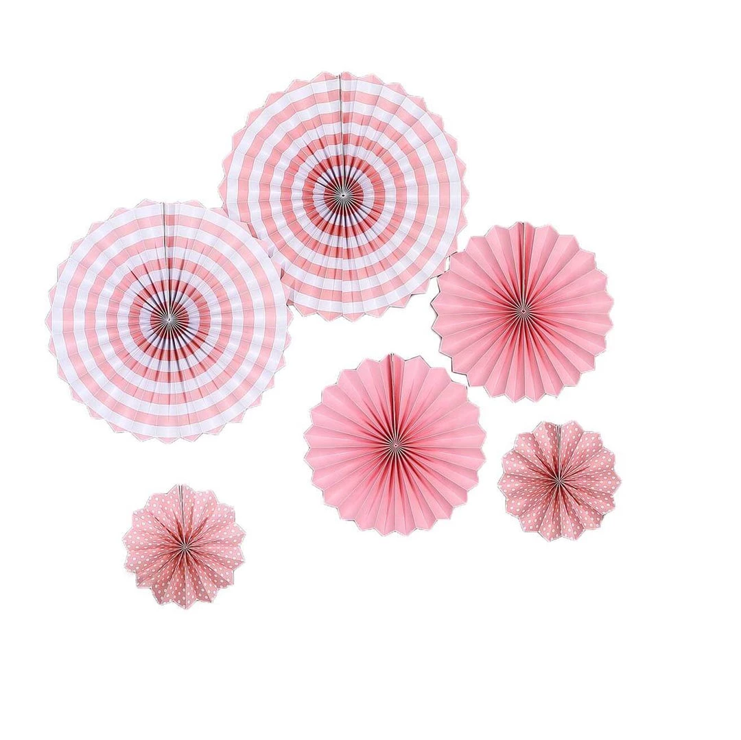 HIER_3300 Tabletop Decor Set Of 6 | Pink Paper Fan Decorations | Paper Pinwheels Wall Hanging Decorations Party Backdrop Kit | 8" | 12" | 16" 14 HIER_3300 Tabletop Decor Set Of 6 | Pink Paper Fan Decorations | Paper Pinwheels Wall Hanging Decorations Party Backdrop Kit | 8" | 12" | 16"