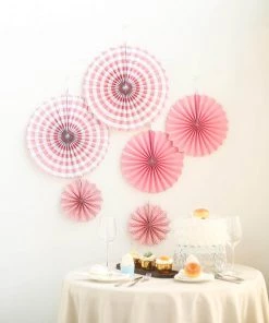 HIER_3300 Tabletop Decor Set Of 6 | Pink Paper Fan Decorations | Paper Pinwheels Wall Hanging Decorations Party Backdrop Kit | 8" | 12" | 16" 24 HIER_3300 Tabletop Decor Set Of 6 | Pink Paper Fan Decorations | Paper Pinwheels Wall Hanging Decorations Party Backdrop Kit | 8