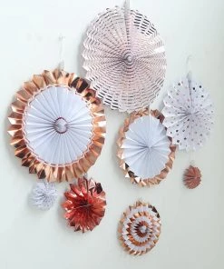 HIER_3300 Set Of 8 | Rose Gold | Gold Paper Fan Decorations | Paper Pinwheels Wall Hanging Decorations Party Backdrop Kit | 4" | 8" | 12" | 16" Tabletop Decor 19 HIER_3300 Set Of 8 | Rose Gold | Gold Paper Fan Decorations | Paper Pinwheels Wall Hanging Decorations Party Backdrop Kit | 4