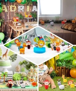 HIER_3610 3D Jungle Safari Animal Honeycomb Set, Baby Shower Party Table Decor Tissue Centerpieces Chargers & Centerpieces