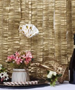 HIER_3300 3 Rolls - 28FT Gold Paper Streamer | Crepe Paper Decoration
