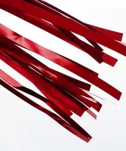 HIER_3300 5 PCS Pre-Tied Metallic Foil Fringe Tassel Garland, Tinsel Curtain For Photo Backdrop Party Decoration - Red Lanterns & Pom Pom Balls