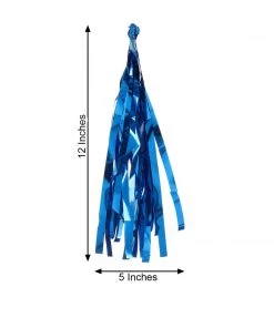 HIER_3300 Lanterns & Pom Pom Balls 5 PCS Pre-Tied Metallic Foil Fringe Tassel Garland, Tinsel Curtain For Photo Backdrop Party Decoration - Royal Blue