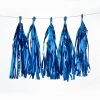 HIER_3300 Lanterns & Pom Pom Balls 5 PCS Pre-Tied Metallic Foil Fringe Tassel Garland, Tinsel Curtain For Photo Backdrop Party Decoration - Royal Blue