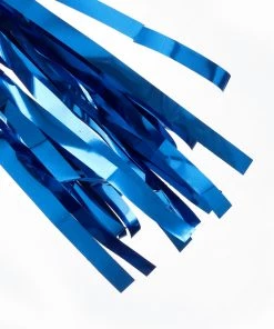 HIER_3300 Lanterns & Pom Pom Balls 5 PCS Pre-Tied Metallic Foil Fringe Tassel Garland, Tinsel Curtain For Photo Backdrop Party Decoration - Royal Blue