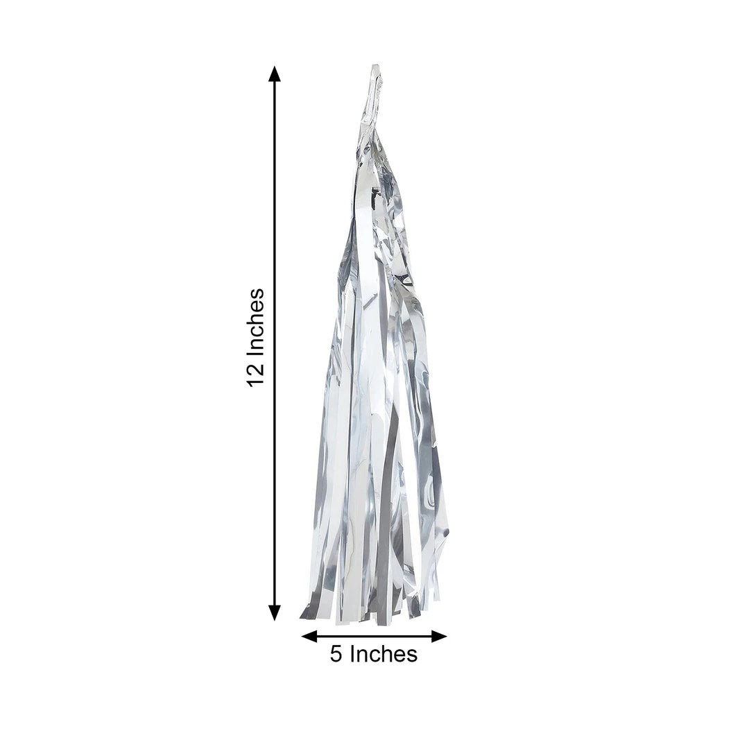 HIER_3300 5 PCS Pre-Tied Metallic Foil Fringe Tassel Garland, Tinsel Curtain For Photo Backdrop Party Decoration - Silver 3 HIER_3300 5 PCS Pre-Tied Metallic Foil Fringe Tassel Garland, Tinsel Curtain For Photo Backdrop Party Decoration - Silver