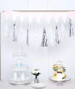 HIER_3300 5 PCS Pre-Tied Metallic Foil Fringe Tassel Garland, Tinsel Curtain For Photo Backdrop Party Decoration - Silver 20 HIER_3300 5 PCS Pre-Tied Metallic Foil Fringe Tassel Garland, Tinsel Curtain For Photo Backdrop Party Decoration - Silver