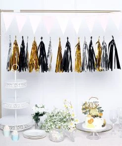 HIER_3300 5 PCS Pre-Tied Metallic Foil Fringe Tassel Garland, Tinsel Curtain For Photo Backdrop Party Decoration - Silver 21 HIER_3300 5 PCS Pre-Tied Metallic Foil Fringe Tassel Garland, Tinsel Curtain For Photo Backdrop Party Decoration - Silver