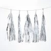 HIER_3300 5 PCS Pre-Tied Metallic Foil Fringe Tassel Garland, Tinsel Curtain For Photo Backdrop Party Decoration - Silver